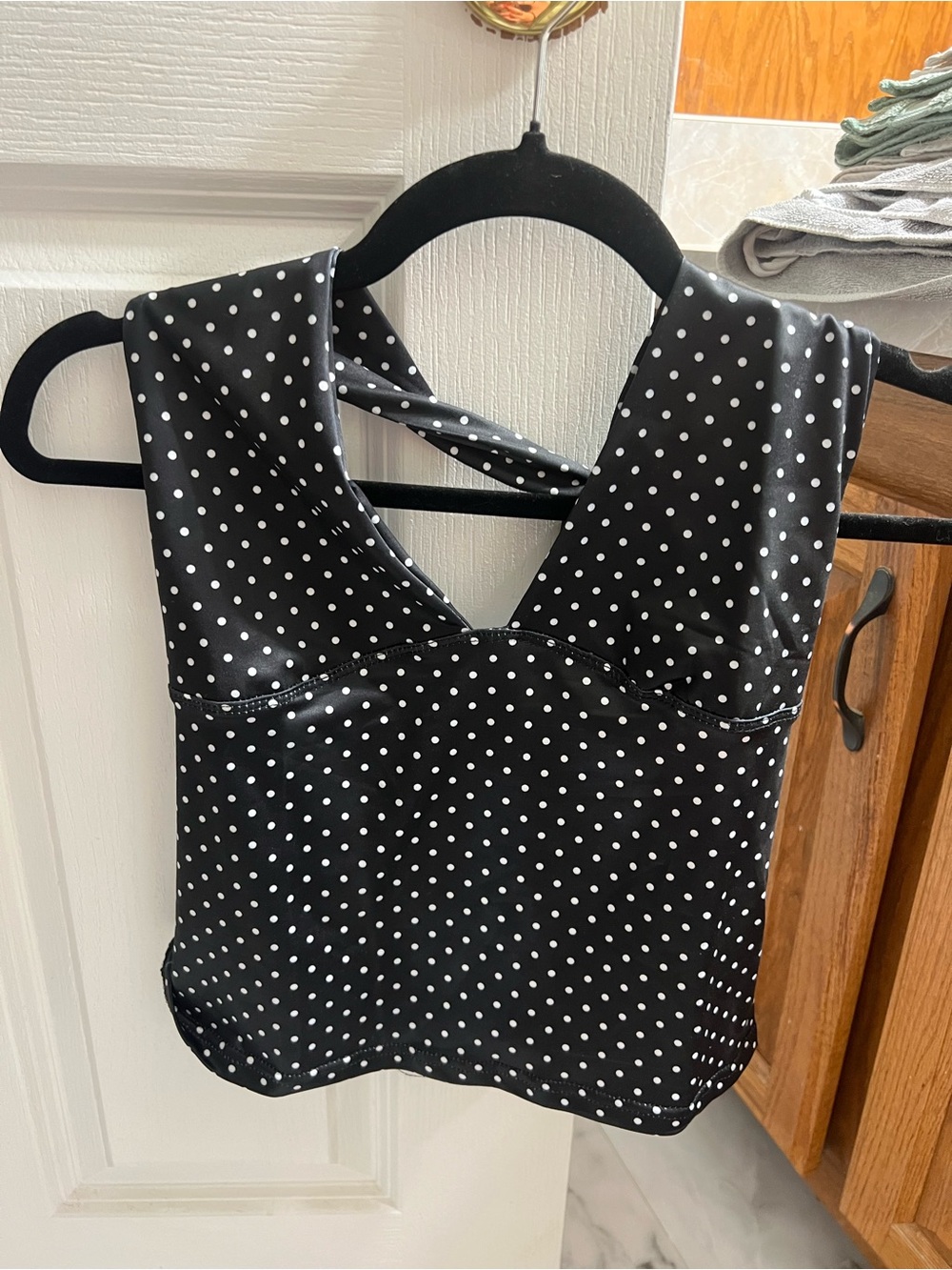 Black Polka Dot Women’s Sleeveless Halter Top